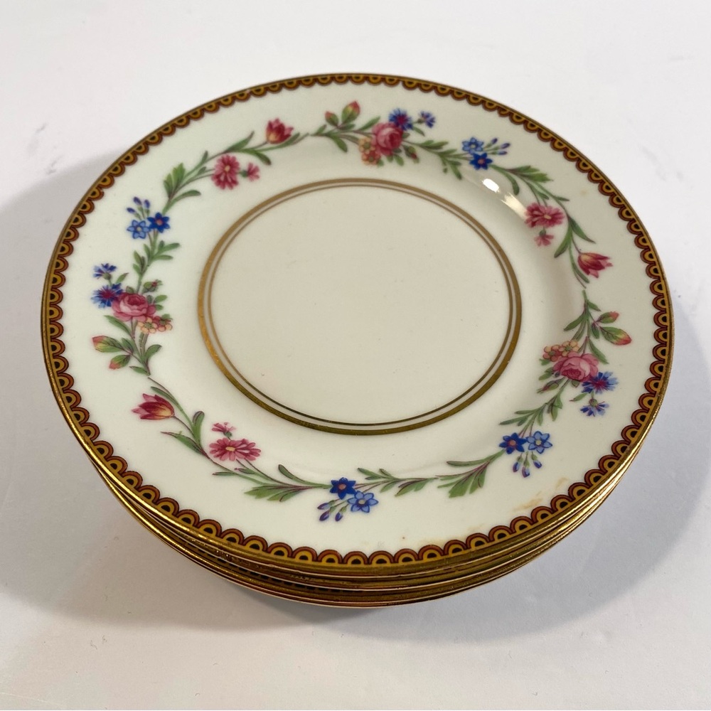 Raynaud Limoges France Country Flowers 4 Bread & Butter Plates Porcelain China